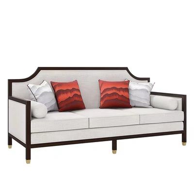 Sofa Berlapis Kustom Ergonomis Furnitur Gaya Cina Baru 225 * 84 * 95cm