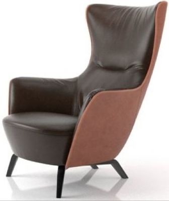 Anti Abrasif High Back Leather Recliner Chair Kursi Gaya Bersayap