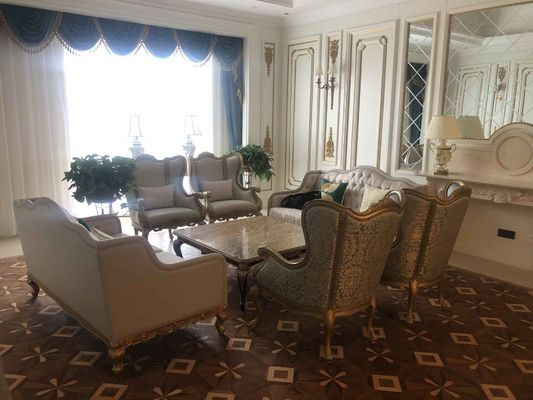 5 Star Hotel International Hotel Meja Makan Kustom Set Set Sofa Tahan Pakai Tahan Air Disesuaikan