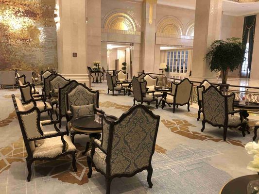 5 Star Hotel International Hotel Meja Makan Kustom Set Set Sofa Tahan Pakai Tahan Air Disesuaikan