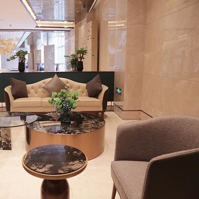 Sofa dan kursi lounge kain halus Set furnitur lobi hotel yang canggih