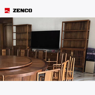 Set Makan Gaya Tionghoa Kayu Padat dengan Meja Berputar 12 Kursi dan 2 Lemari Anggur
