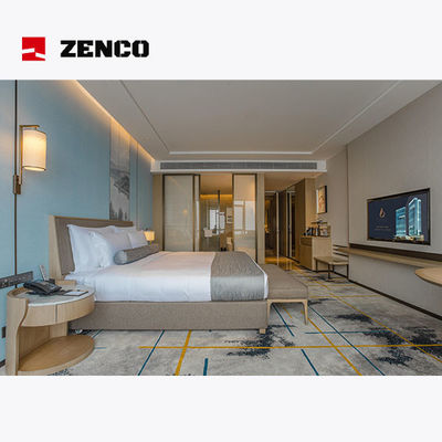 Set furnitur kamar tidur hotel dari kayu abu padat, ukuran yang dapat disesuaikan