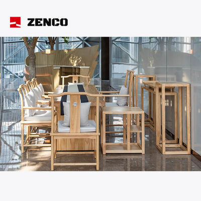 Hotel Lobby Furniture Set Mengandung Kayu Padat Yang Terbuat Dari Meja Teh, Kursi Teh, Meja Kopi