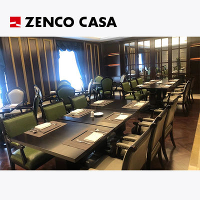 Furnitur Hotel Restoran Elemen Vintage Kayu Padat Meja Makan Dan Kursi