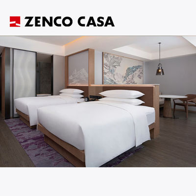Set furnitur kamar tidur kembar hotel gaya modern ukuran 1800*1500*320mm