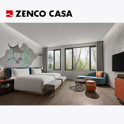 Furnitur Kamar Tidur Hotel Gaya Kontemporer Set Untuk Kamar Tidur Kembar Hotel