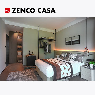 Apartemen Ringan Luxury Set Kamar Tidur Dengan Katil Kayu Padat Dan Meja Malam Kulit
