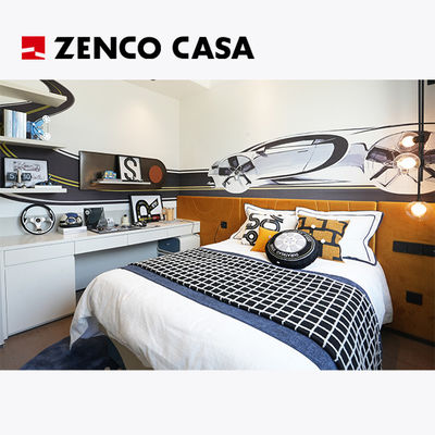 Set furnitur kamar tidur minimalis modern termasuk meja samping dan meja putih