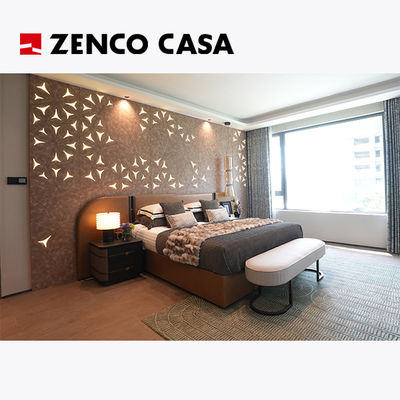 Set furnitur kamar tidur mewah ringan yang terdiri dari tempat tidur ganda yang nyaman dan kepala kayu solid
